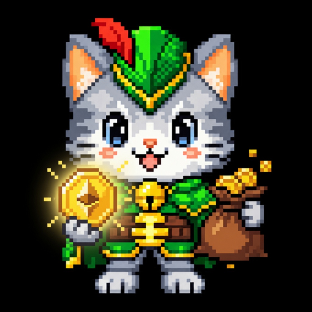 Pickles holding an ETH coin and a sack of gold